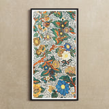 Blossomewhere - Antique Japanese Tapestry Art Print / Canvas Framed Colorful Floral Intricate Patterns Flowers Leaves, Prints