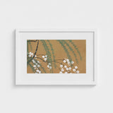 Blossoms from Momoyogusa - Kamisaka Sekka Art Print / Canvas Framed Artwork Delicate White Green Foliage Warm Sekka’s, Meiji Era’s Artistic
