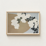 Minimalist Framed Artwork Abstract Floral Patterns White Black Kamisaka Sekka Art, Chrysanthemums Arches, Breath Caught Mid-season