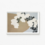 Minimalist Framed Abstract Painting Textured White Black Floral-like Kamisaka Sekka Art, Chrysanthemums Arches, Breath Caught Mid-season