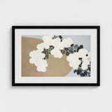 Blossoms - Kamisaka Sekka Art Print / Canvas Black-framed Artwork Abstract White Black Floral Clusters Beige, Chrysanthemums Arches, Breath