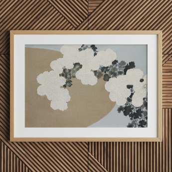 Blossoms - Kamisaka Sekka Art Print / Canvas, Kamisaka Sekka Art, White Chrysanthemums Arches, Breath Caught Mid-season