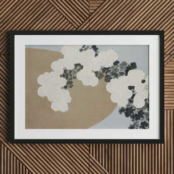 Blossoms - Kamisaka Sekka Art Print / Canvas, Kamisaka Sekka Art, White Chrysanthemums Arches, Breath Caught Mid-season