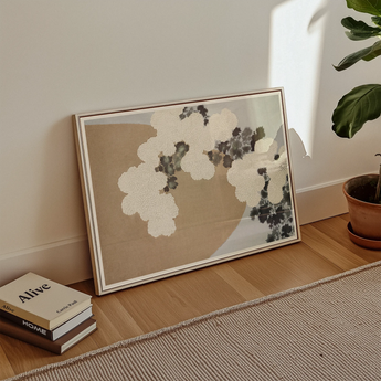 Blossoms - Kamisaka Sekka Art Print / Canvas, Kamisaka Sekka Art, White Chrysanthemums Arches, Breath Caught Mid-season