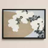 Blossoms - Kamisaka Sekka Art Print / Canvas Modern Abstract Textured White Dark Gray, Chrysanthemums Arches, Breath Caught Mid-season