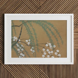 Blossoms from Momoyogusa - Kamisaka Sekka Art Print / Canvas Framed Artwork Delicate White Green Foliage Warm Sekka’s, Meiji Era’s Artistic