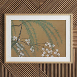 Blossoms from Momoyogusa - Kamisaka Sekka Art Print / Canvas Framed Artwork Delicate White Green Foliage Warm Sekka’s, Meiji Era’s Artistic