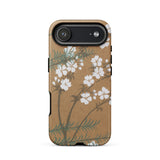 Blossoms from Momoyogusa - Kamisaka Sekka Phone Case Iphone 17 Air / Matte Tan Floral White Flowers Green Leaves, Timeless Rinpa Artistry