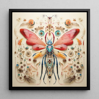 Blue Ball Damselfly - Alien Species Taxonomy Art Print / Canvas Vibrant Intricately Assembled Mixed-media Artwork Central Insect
