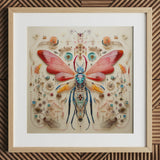 Blue Ball Damselfly - Alien Species Taxonomy Art Print / Canvas Vibrant Intricately Crafted Insect Sculpture Translucent Red Wings,