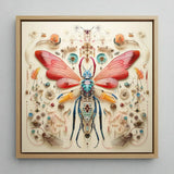 Blue Ball Damselfly - Alien Species Taxonomy Art Print / Canvas Vibrant Intricately Crafted Insect Sculpture Translucent Red Wings,