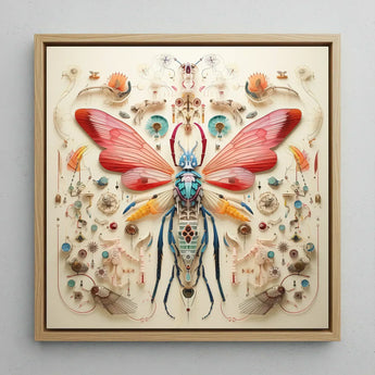 Blue Ball Damselfly - Alien Species Taxonomy Art Print / Canvas Vibrant Intricately Crafted Insect Sculpture Translucent Red Wings,