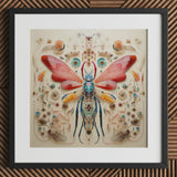 Blue Ball Damselfly - Alien Species Taxonomy Art Print / Canvas Vibrant Intricately Crafted Insect Sculpture Translucent Red Wings,