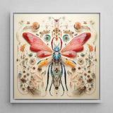 Blue Ball Damselfly - Alien Species Taxonomy Art Print / Canvas Vibrant Intricately Crafted Mixed-media Artwork Central Insect Translucent,