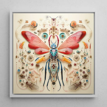 Blue Ball Damselfly - Alien Species Taxonomy Art Print / Canvas Vibrant Intricately Crafted Mixed-media Artwork Central Insect Translucent,