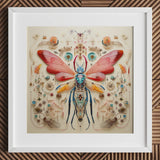 Blue Ball Damselfly - Alien Species Taxonomy Art Print / Canvas Vibrant Intricately Designed Insect Sculpture Translucent Red Wings,