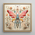 Blue Ball Damselfly - Alien Species Taxonomy Framed Canvas, 12x12’’ / 31x31cm / Natural Floating Frame, Framed Intricate Entomological