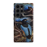 Blue Bird of Paradise - Henry Johnston Phone Case Samsung Galaxy S23 Ultra / Matte Detailed Illustration Two Vibrant Black Plumage Unfurls,