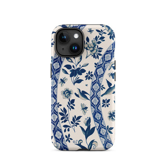 Blue Birds & Florals - Owen Jones Chinoiserie Phone Case, Iphone 15 / Matte, Mobile Cases, Toby Leon