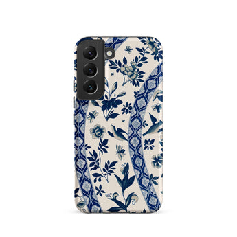 Blue Birds & Florals - Owen Jones Chinoiserie Phone Case Samsung Galaxy S22 / Matte Blue Cream Floral-patterned Phone Case Intricate
