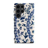 Blue Birds & Florals - Owen Jones Chinoiserie Phone Case Samsung Galaxy S23 Ultra / Matte Cream Floral-patterned Delicate Butterflies,