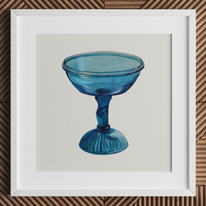 Blue Compote Glass - Edward White 1930s Art Print / Canvas, 12x12’’ / 31x31cm / Frame / Matboard, Posters Prints & Visual Artwork, Toby Leon