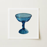 Blue Compote Glass - Edward White 1930s Art Print / Canvas Translucent Coupe-style Dessert Bowl Fluted Base White’s, Prints