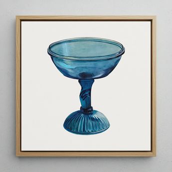 Blue Compote Glass - Edward White 1930s Art Print / Canvas Translucent Blue Glass Coupe-style Goblet Fluted Base Ornate Edward White’s