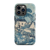 Blue Landscape with Houses - Vincent Van Gogh Phone Case Iphone 14 Pro Max / Matte Blue Cream-colored Phone Case Stylized Landscape Design