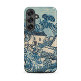 Blue Landscape with Houses - Vincent Van Gogh Phone Case Samsung Galaxy S25 Plus / Matte Blue Cream-colored Phone Case Stylized Landscape