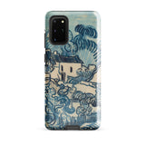 Blue Landscape with Houses - Vincent Van Gogh Phone Case Samsung Galaxy S20 Plus / Gloss Blue Cream-colored Phone Case Stylized Landscape