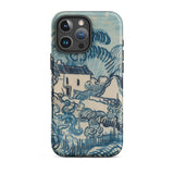 Blue Landscape with Houses - Vincent Van Gogh Phone Case Iphone 16 Pro Max / Matte Blue Cream-colored Phone Case Stylized Sketch-like