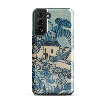 Blue Landscape with Houses - Vincent Van Gogh Phone Case Samsung Galaxy S21 Plus / Gloss Phone Case Stylized Blue Beige Landscape Painting