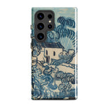 Blue Landscape with Houses - Vincent Van Gogh Phone Case Samsung Galaxy S24 Ultra / Gloss Phone Case Stylized Blue Cream Landscape Design