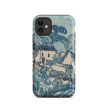Blue Landscape with Houses - Vincent Van Gogh Phone Case Iphone 11 / Matte Blue White Illustrated Phone Case Stylized Village Scene Gogh’s