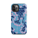 Blue and Pink Pochoir Florals - E.a. Seguy Phone Case Iphone 11 Pro / Matte Floral Patterned Phone Case Indigo Blooms Drifts, Pink Pochoir