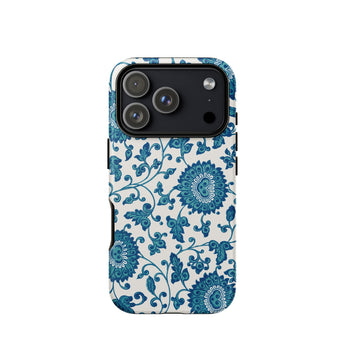 Blue and White Floral Pattern - Owen Jones Phone Case, Iphone 17 Pro / Matte, Mobile Cases, Toby Leon