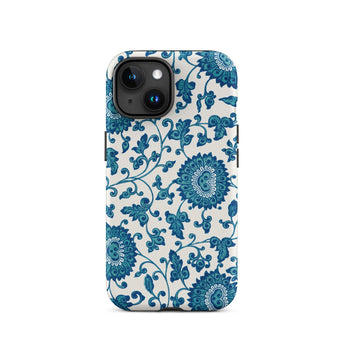 Blue and White Floral Pattern - Owen Jones Phone Case Iphone 15 / Matte Patterned Chinoiserie, Cobalt Dreams Unfurl, Mobile Cases
