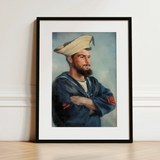 Bluejacket Hms ?Comus’ - Attribuito a Louise Caroline Alberta Stampa d’arte / Tela, 12x16’’ / 31x41cm / Cornice nera / Passe-partout, Poster Stampe