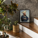 Bluejacket Hms ?Comus’ - Attributed to Louise Caroline Alberta Art Print / Canvas Black-framed Portrait Bearded Sailor Navy Uniform White Hat