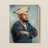 Bluejacket Hms ?Comus’ - Attributed to Louise Caroline Alberta Art Print / Canvas Framed Oil Painting Bearded Sailor Navy Blue Uniform Hms C