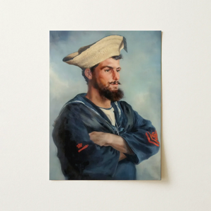Bluejacket Hms ?Comus’ - Attributed to Louise Caroline Alberta Art Print / Canvas Framed Oil Painting Bearded Sailor Navy Blue Uniform Hms C
