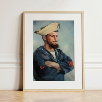 Bluejacket Hms ?Comus’ - Attributed to Louise Caroline Alberta Art Print / Canvas Framed Portrait Bearded Man Navy Attire Arms Crossed Hms C