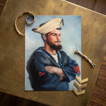 Bluejacket Hms ?Comus’ - Attributed to Louise Caroline Alberta Art Print / Canvas Rectangular Portrait Print Bearded Sailor Navy Blue Uniform