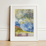 Boomrijk Landscape - Georges De Feure Art Nouveau Print / Canvas Framed Watercolor Landscape Painting Soft Blues Greens Yellows Feure’s