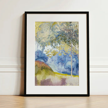 Boomrijk Landscape - Georges De Feure Art Nouveau Print / Canvas Framed Watercolor Painting Trees Hills Soft Blues Yellows Feure’s,