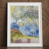 Boomrijk Landscape - Georges De Feure Art Nouveau Print / Canvas White-framed Watercolor Painting Trees Soft Blues Yellows Feure’s,