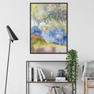 Boomrijk Landscape - Georges De Feure Framed Canvas, Abstract Watercolor Artwork Blues Yellows Grays Black Frame