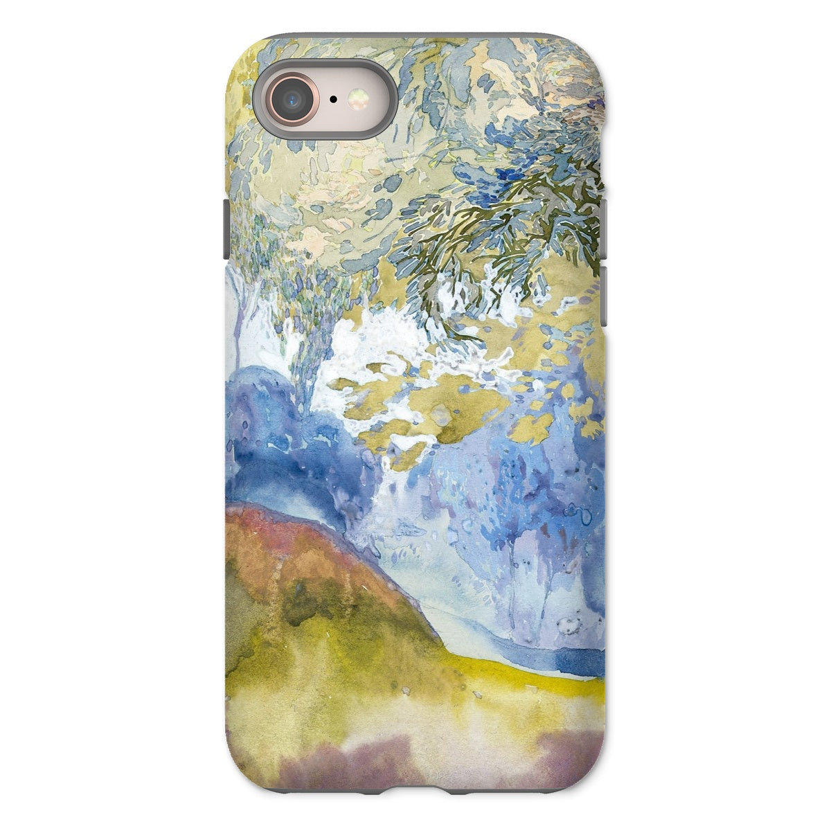 Boomrijk Landscape - Georges De Feure Iphone Case, 8 / Matte, Phone Case Abstract Watercolor Landscape Design Blue Yellow