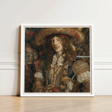 Framed Portrait Man Ornate Historical Attire Rich Gold Gay Renaissance Cowboy, Art, Print